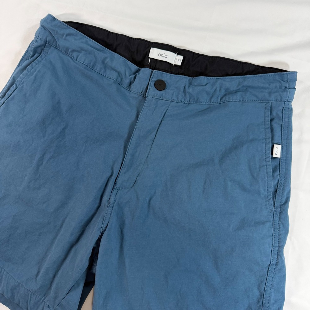 Onia Mens Charles Hybrid Swim/Board Shorts Blue Stretch Cotton Nylon Size 32
